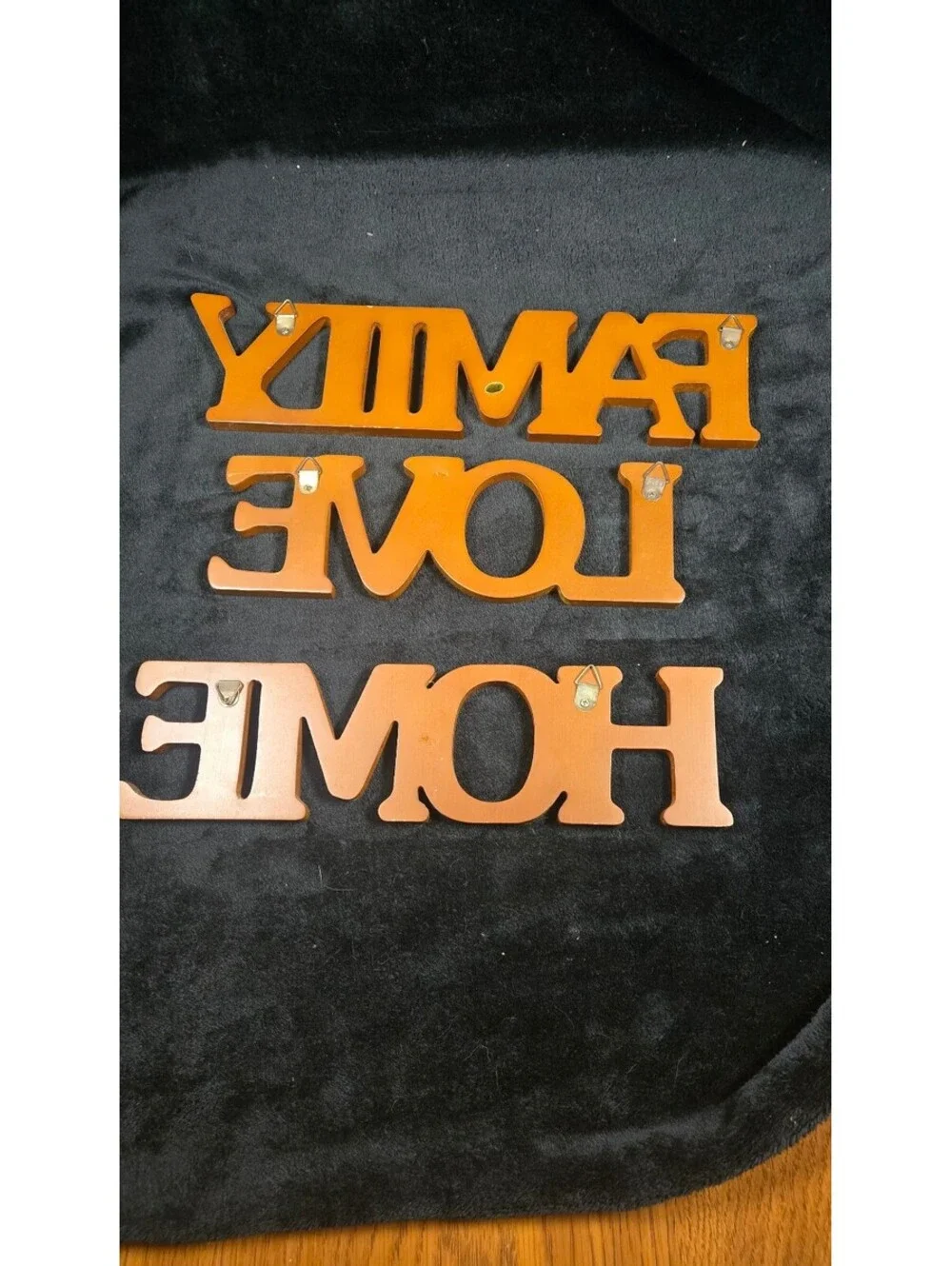Wooden Wall Hanging Signs - Family, Love, Home - Brown Decorative Words